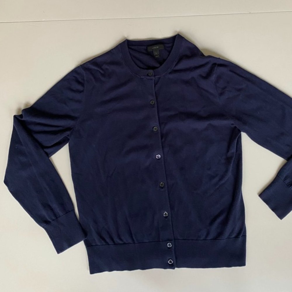 J. Crew Navy Jackie Cardigan Sweater Cotton Size L
